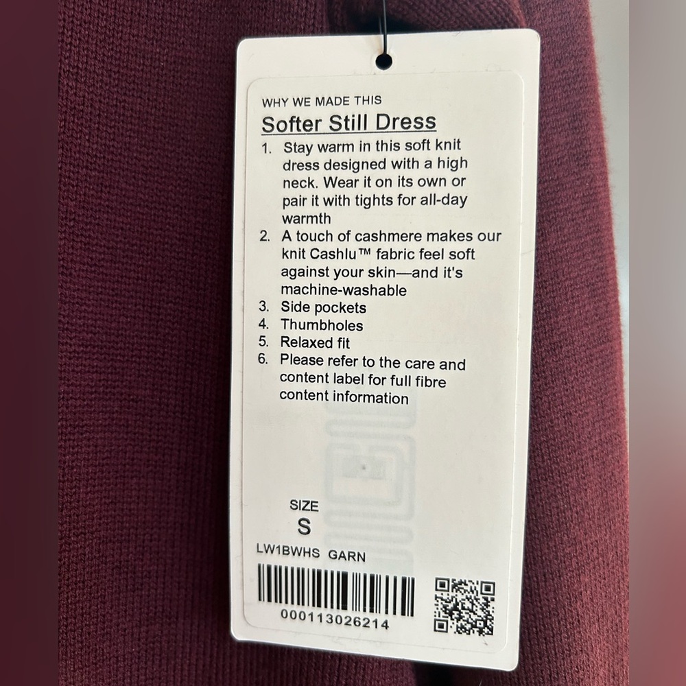 Lululemon Softer Still Dress in colour Garnet - Picture 7 of 10
